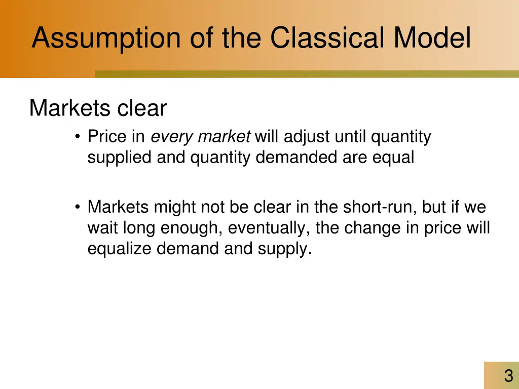 assumption of the classical model