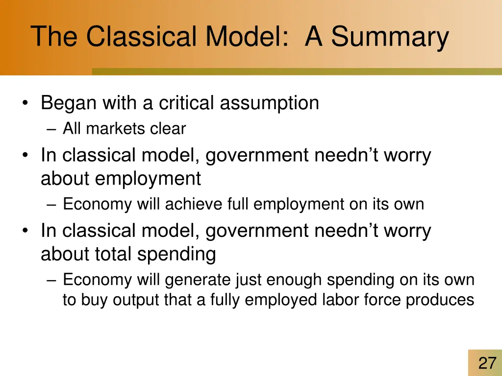 the classical model a summary