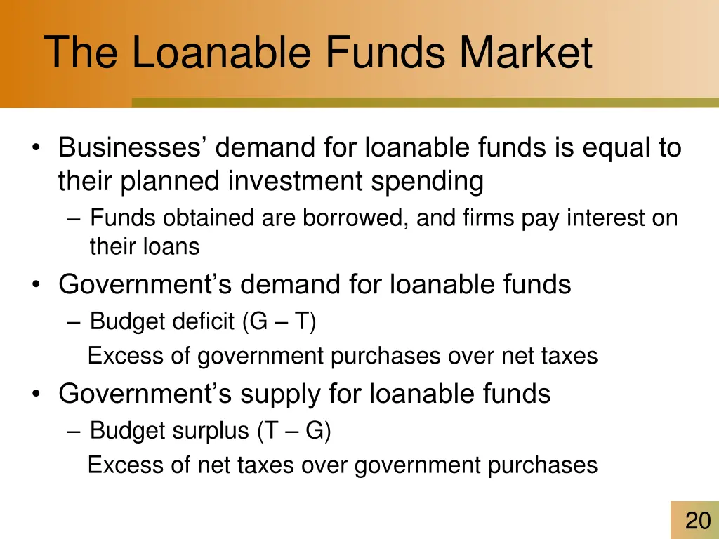 the loanable funds market 1