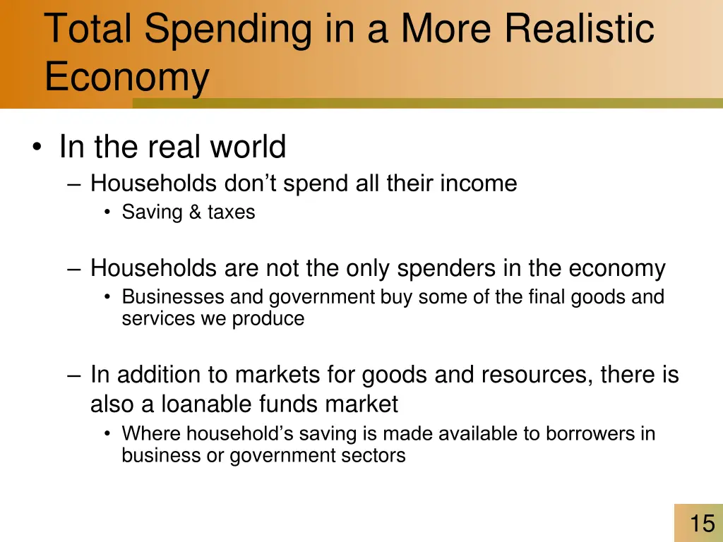 total spending in a more realistic economy