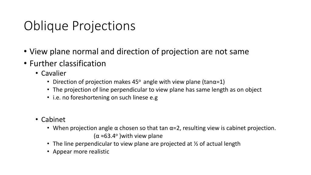 oblique projections