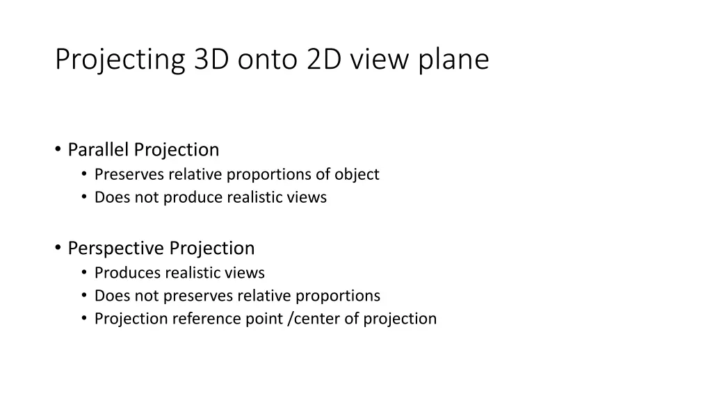projecting 3d onto 2d view plane