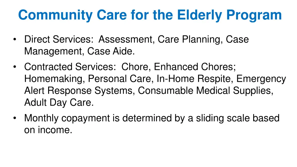 community care for the elderly program 1
