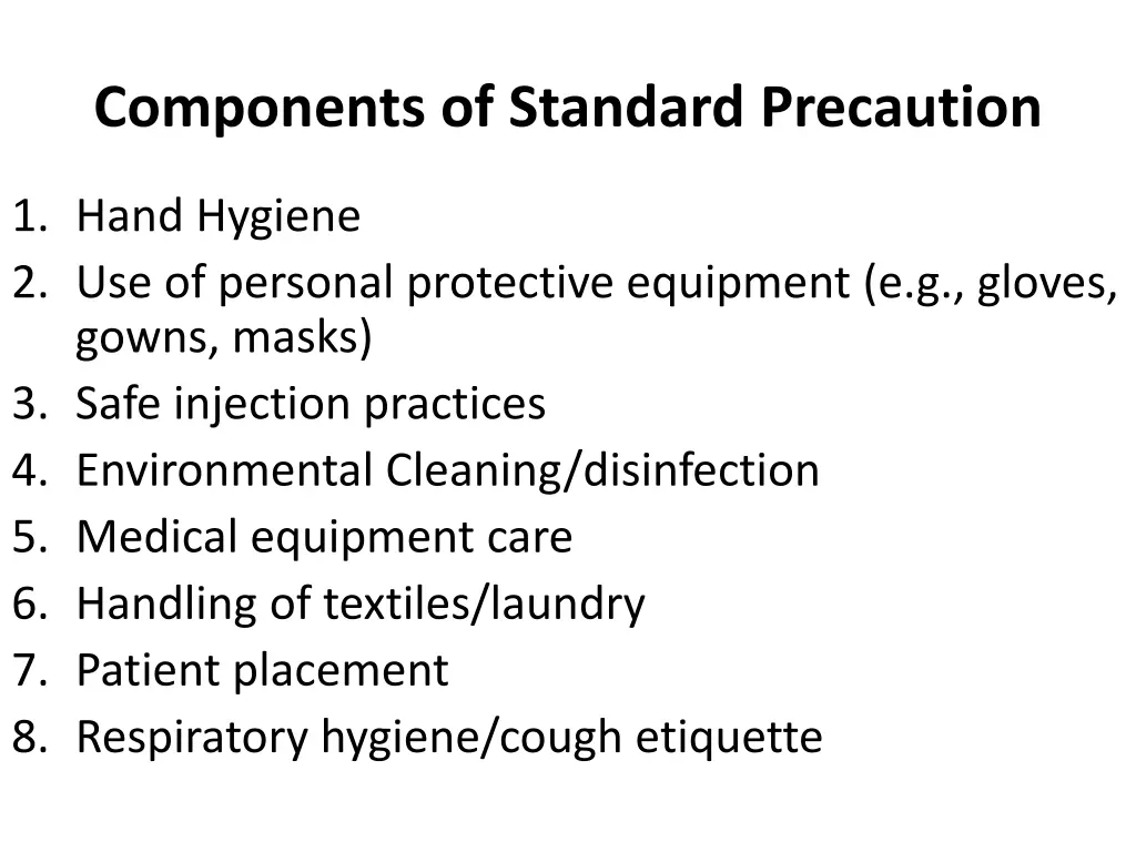 components of standard precaution