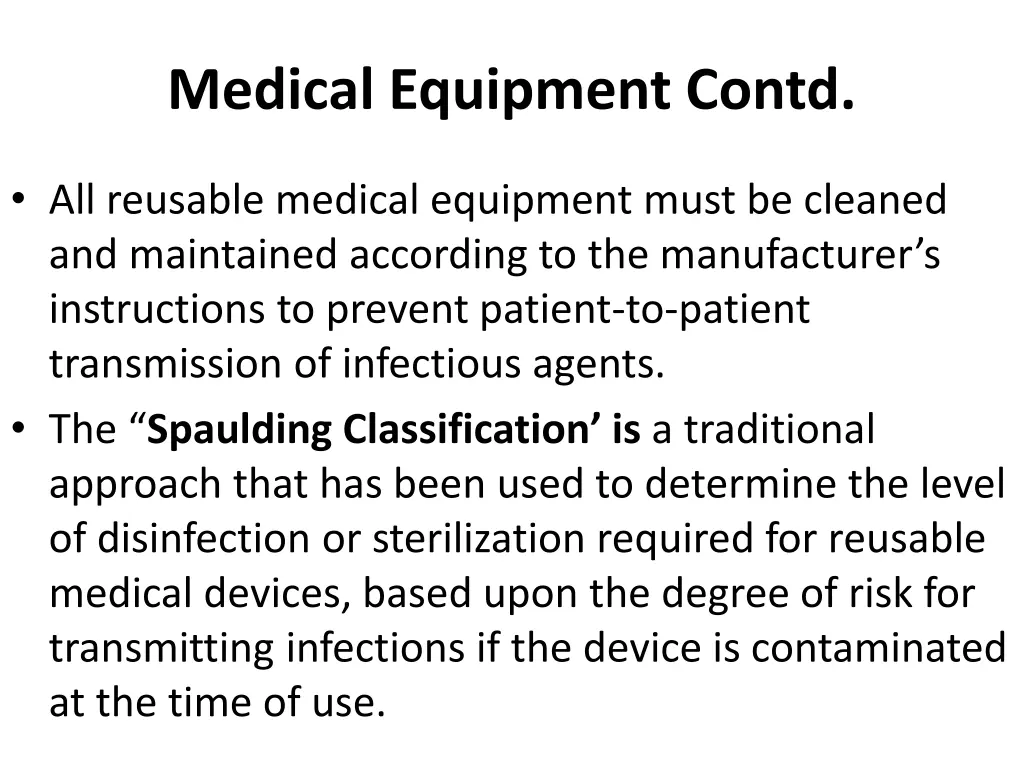 medical equipment contd