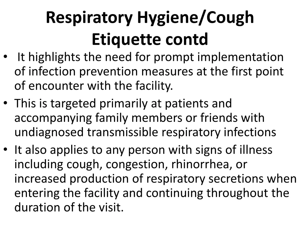 respiratory hygiene cough etiquette contd
