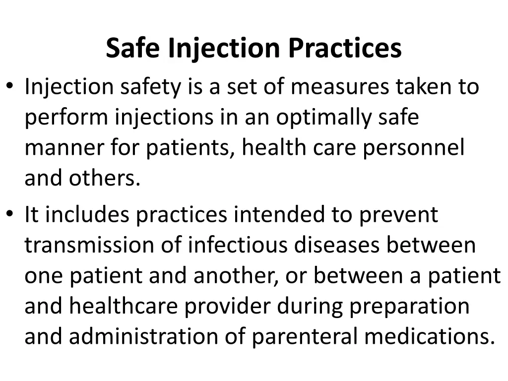 safe injection practices injection safety