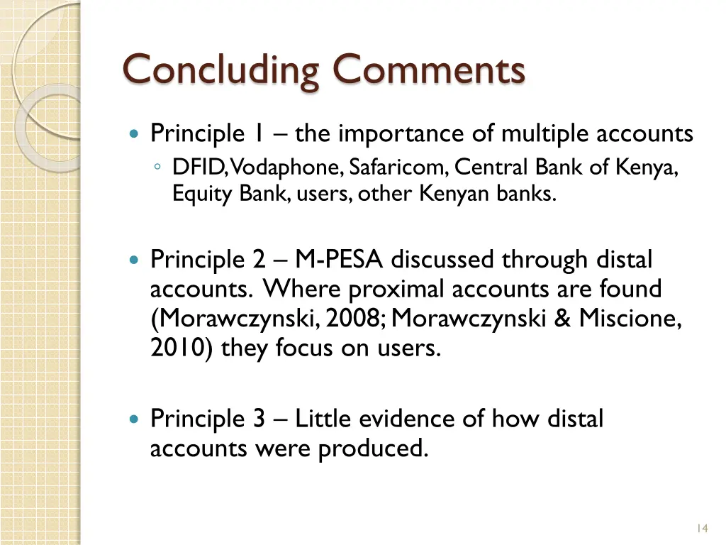 concluding comments