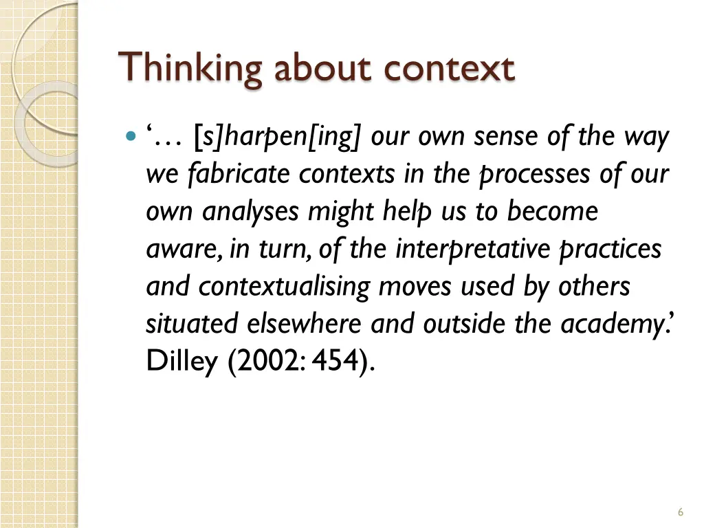 thinking about context