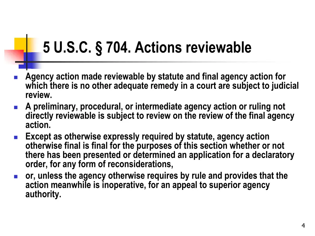 5 u s c 704 actions reviewable