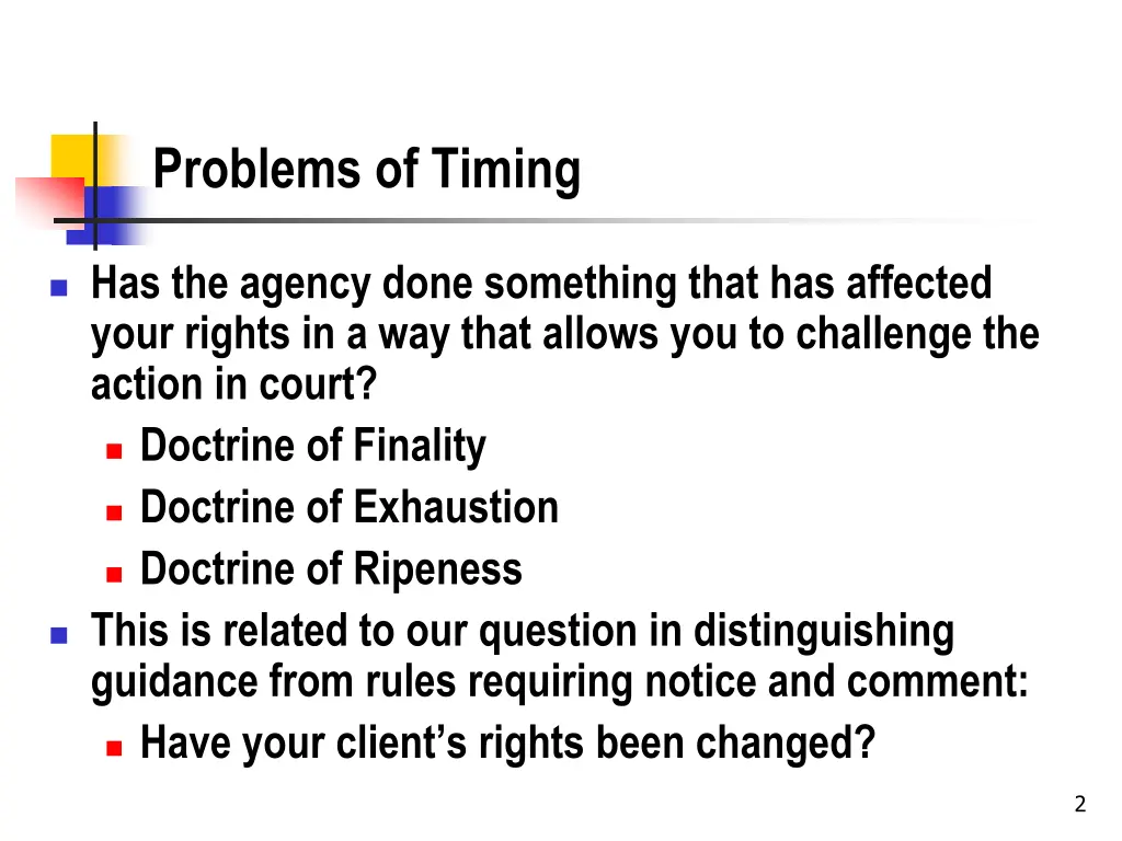problems of timing
