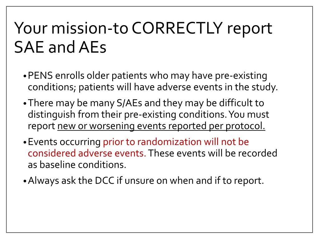 your mission to correctly report sae and aes
