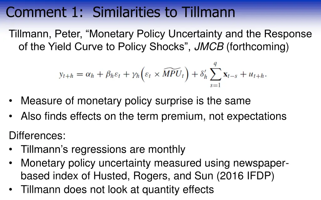 comment 1 similarities to tillmann