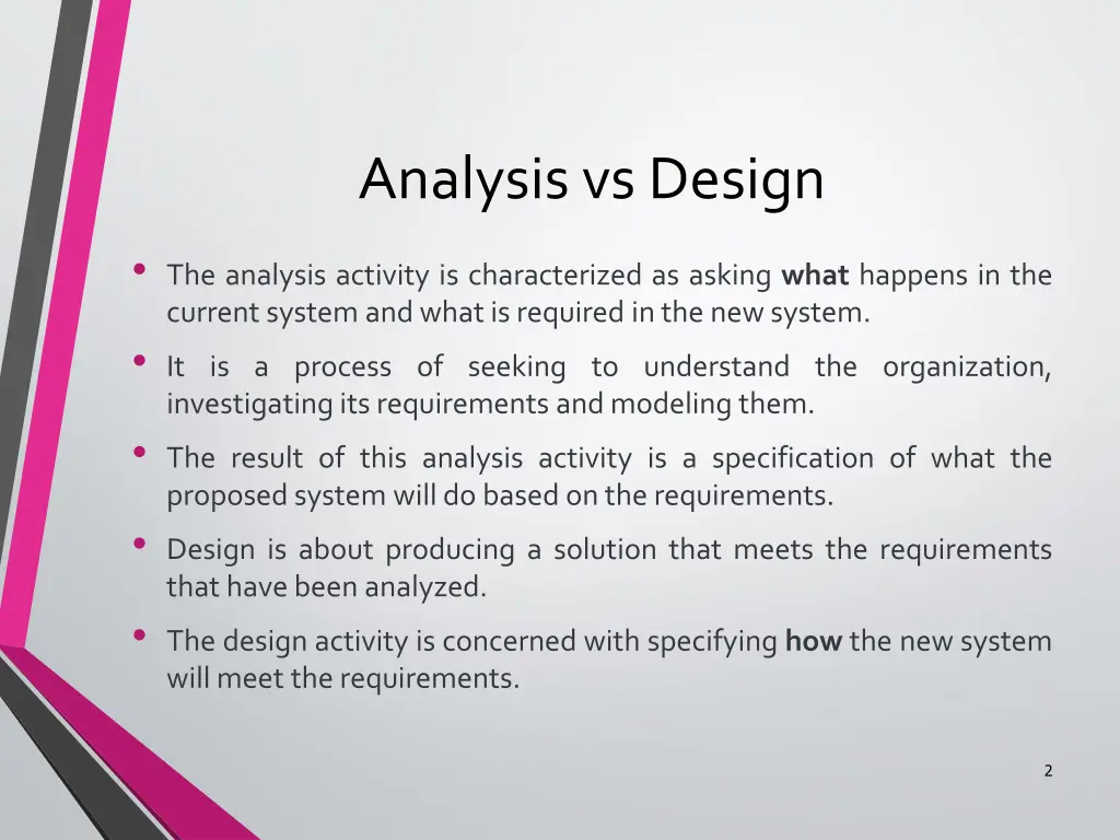 analysis vs design