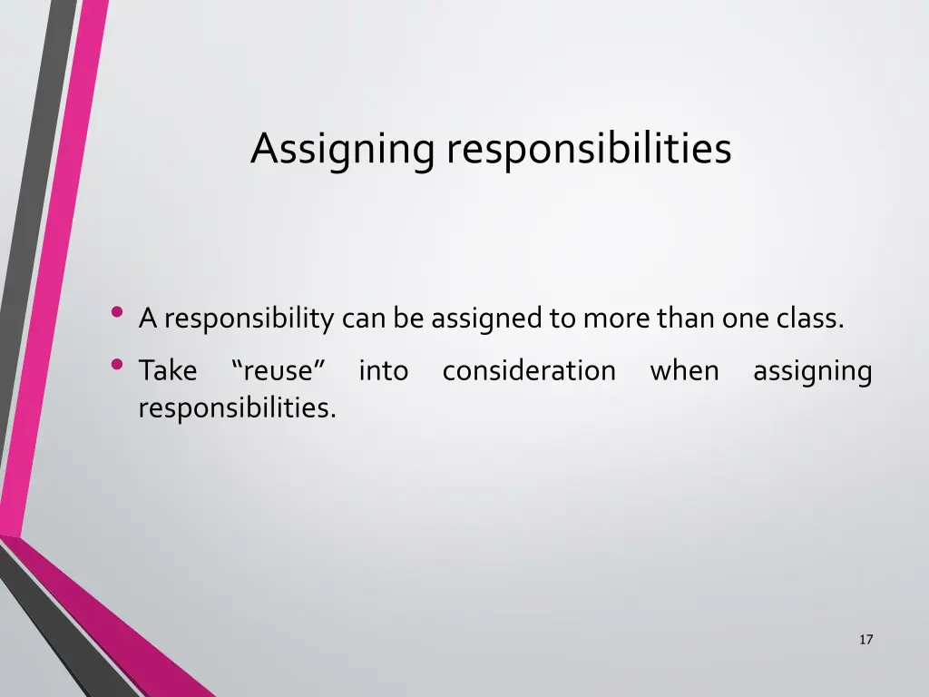 assigning responsibilities