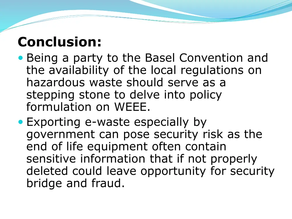 conclusion being a party to the basel convention