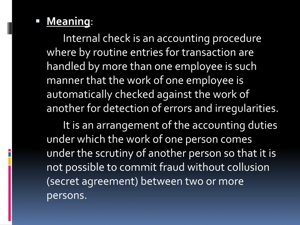 meaning internal check is an accounting procedure