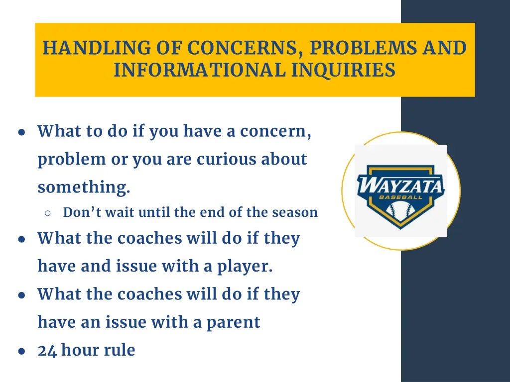handling of concerns problems and informational