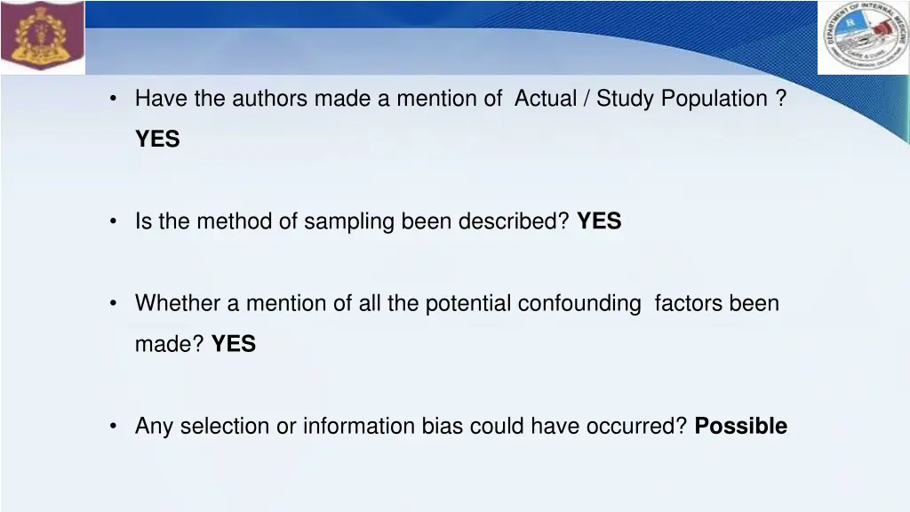 have the authors made a mention of actual study