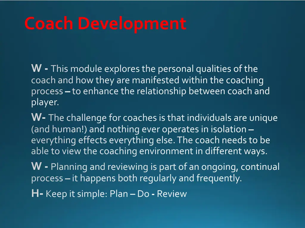 coach development