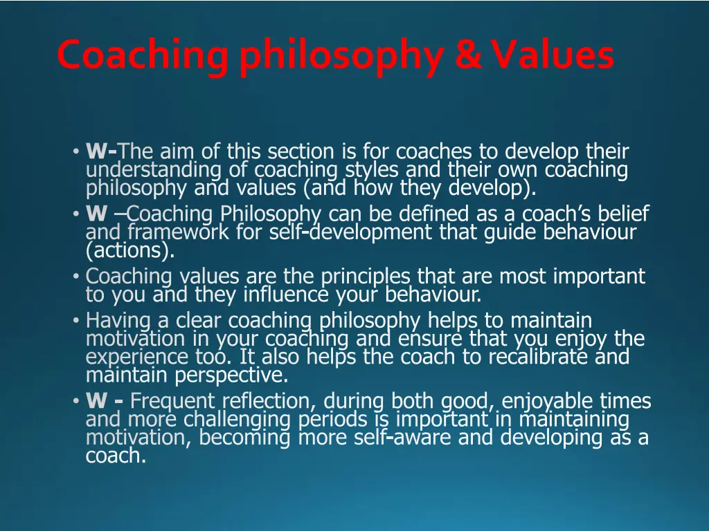 coaching philosophy values