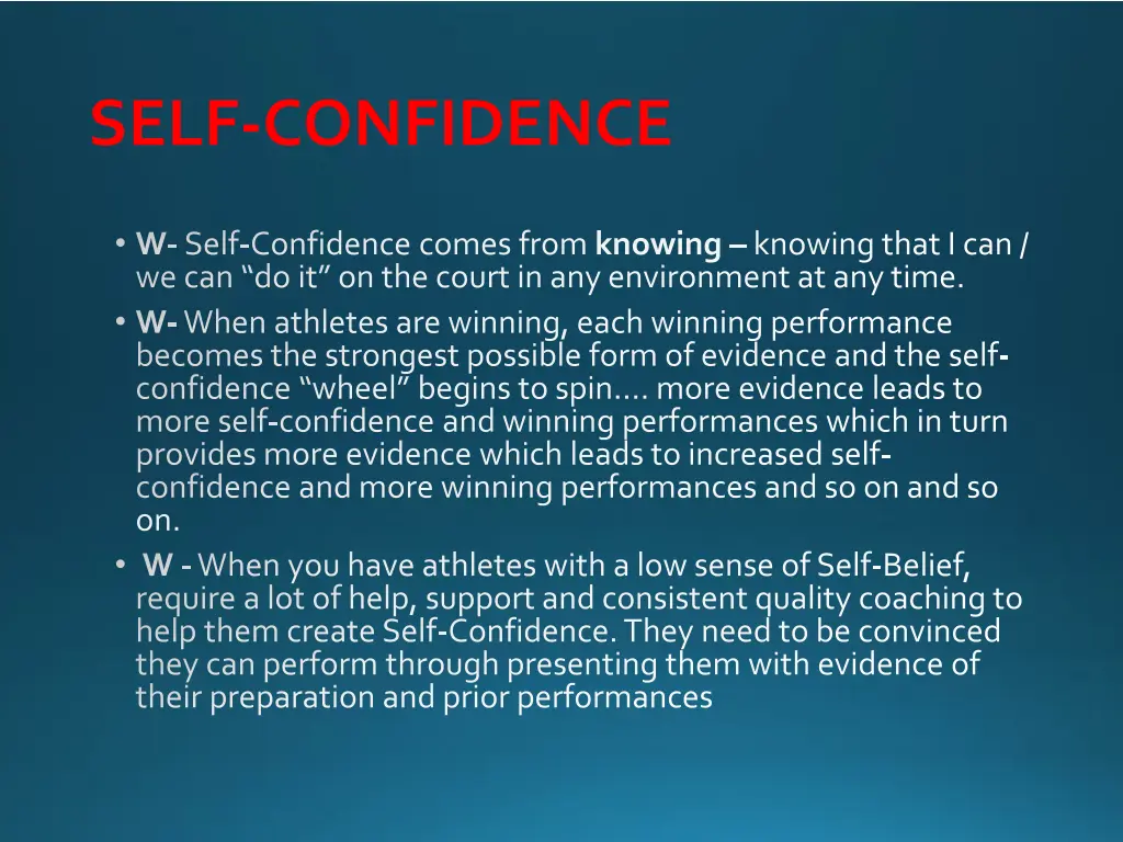 self confidence