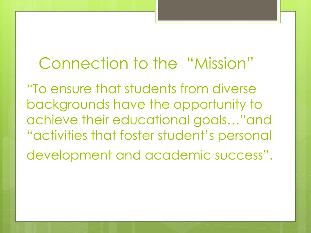 connection to the mission