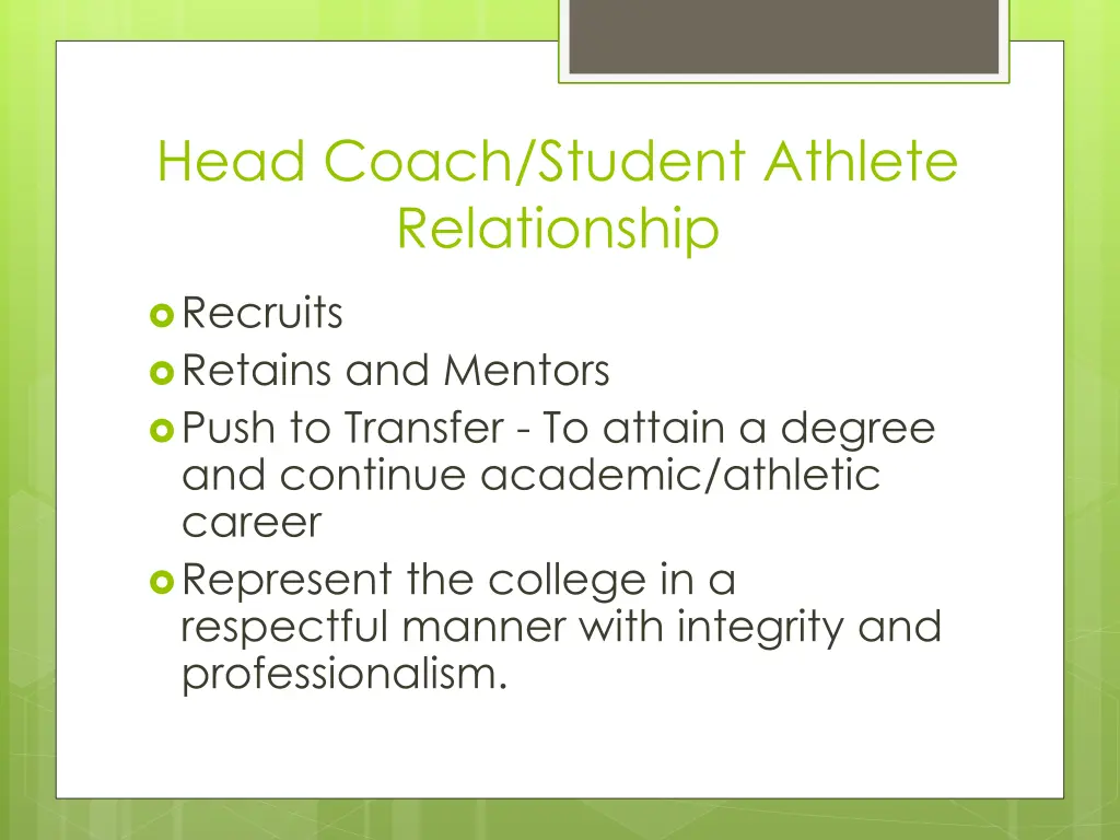 head coach student athlete relationship