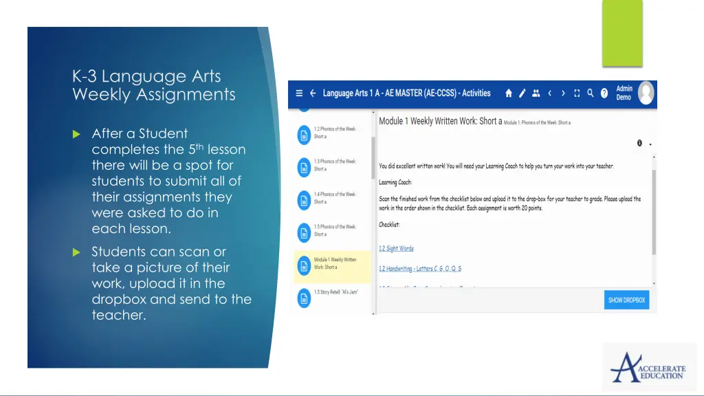 k 3 language arts weekly assignments