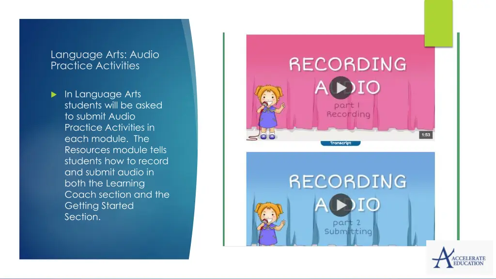 language arts audio practice activities