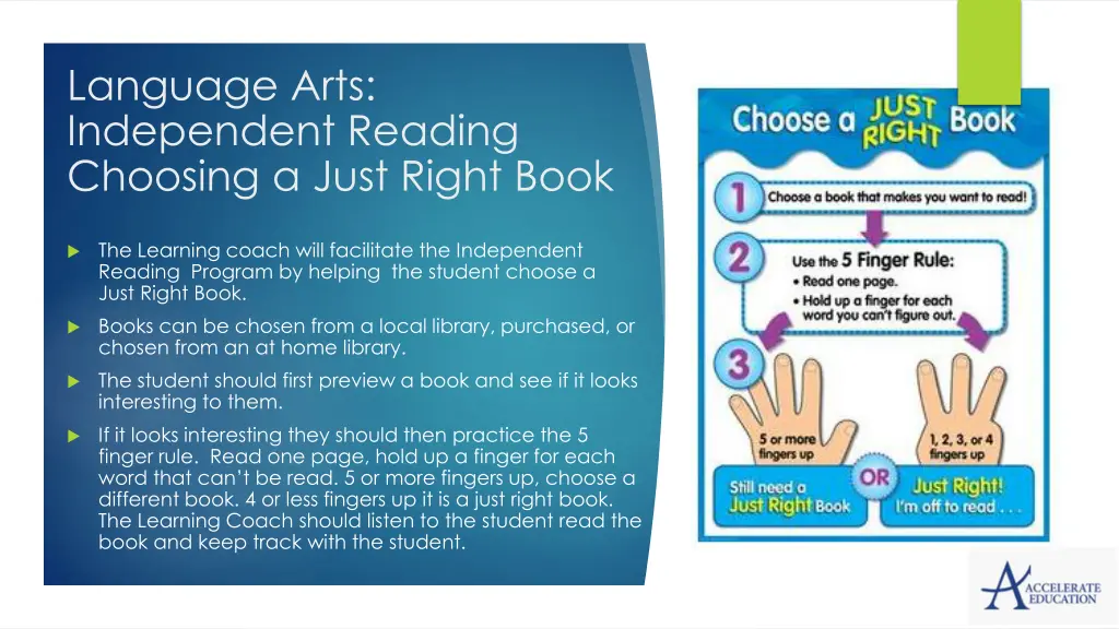 language arts independent reading choosing a just
