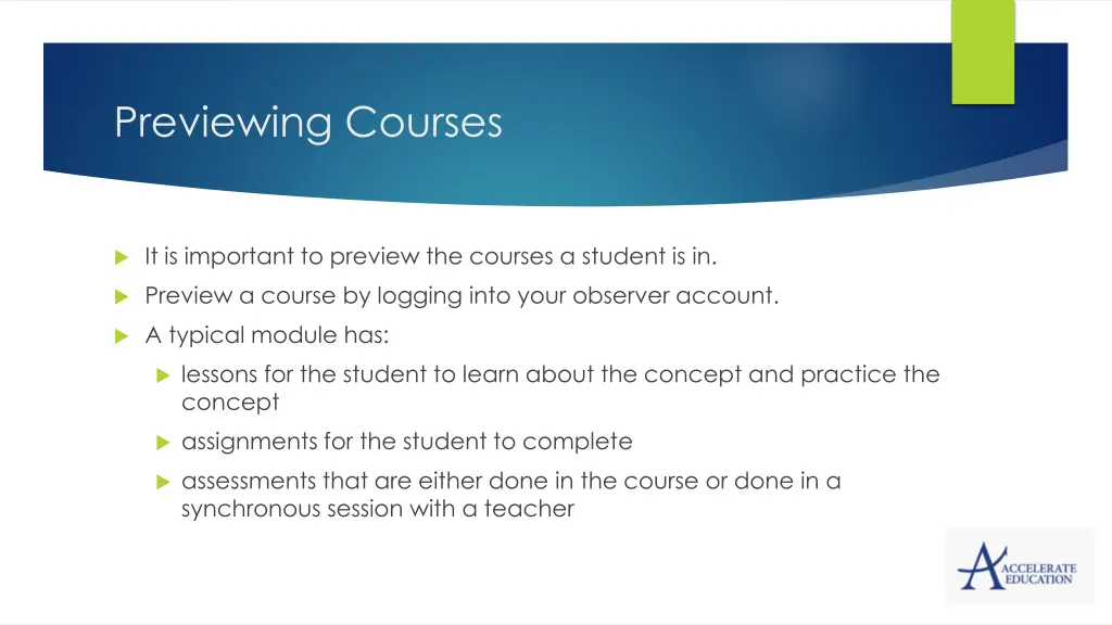 previewing courses