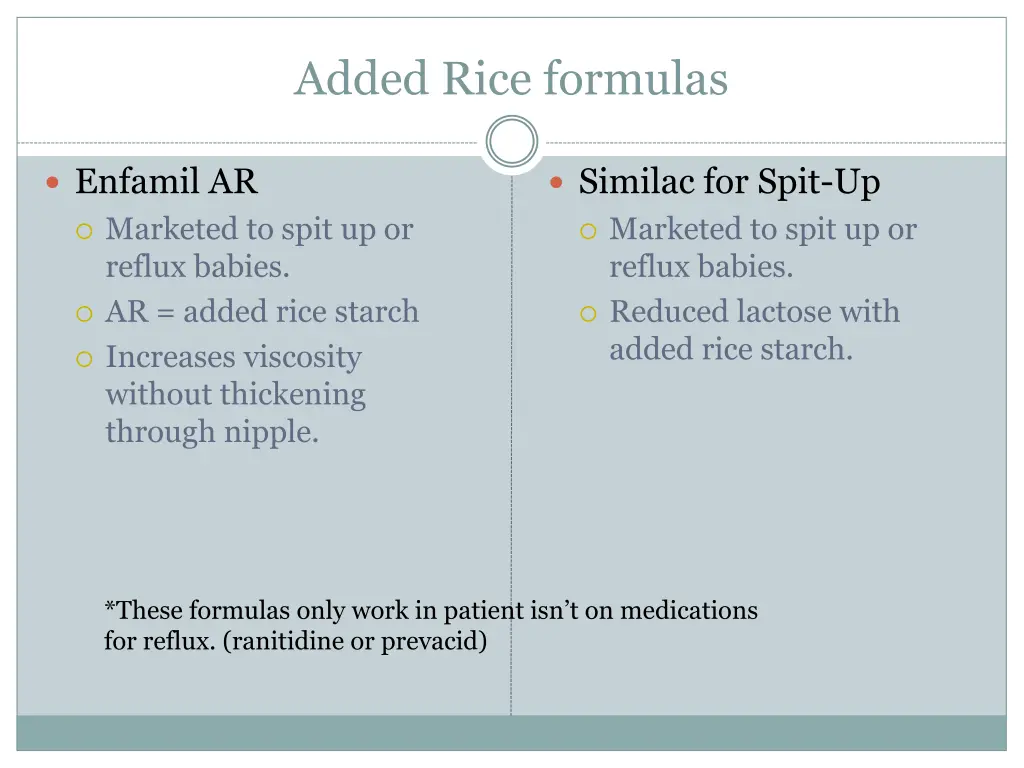 added rice formulas