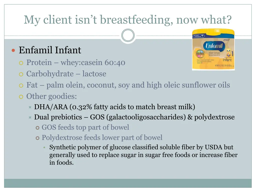my client isn t breastfeeding now what