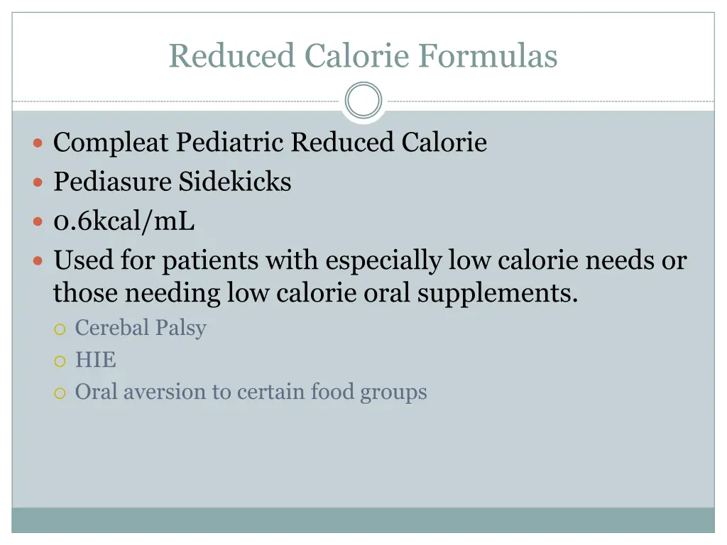 reduced calorie formulas