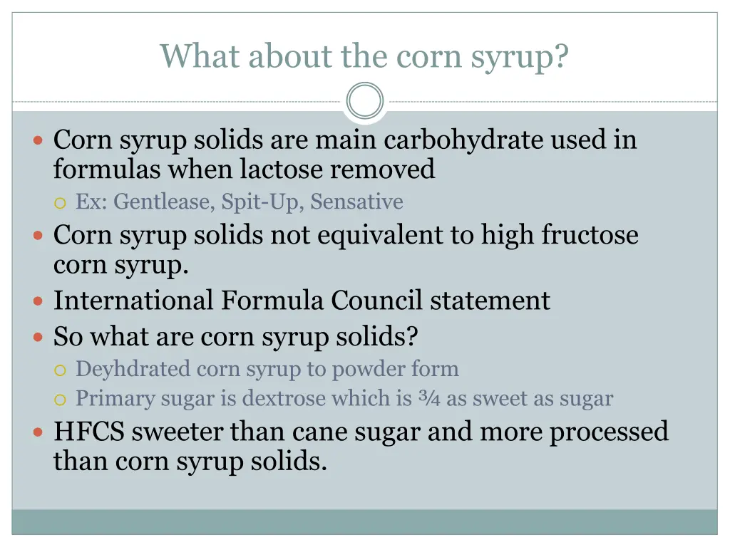 what about the corn syrup