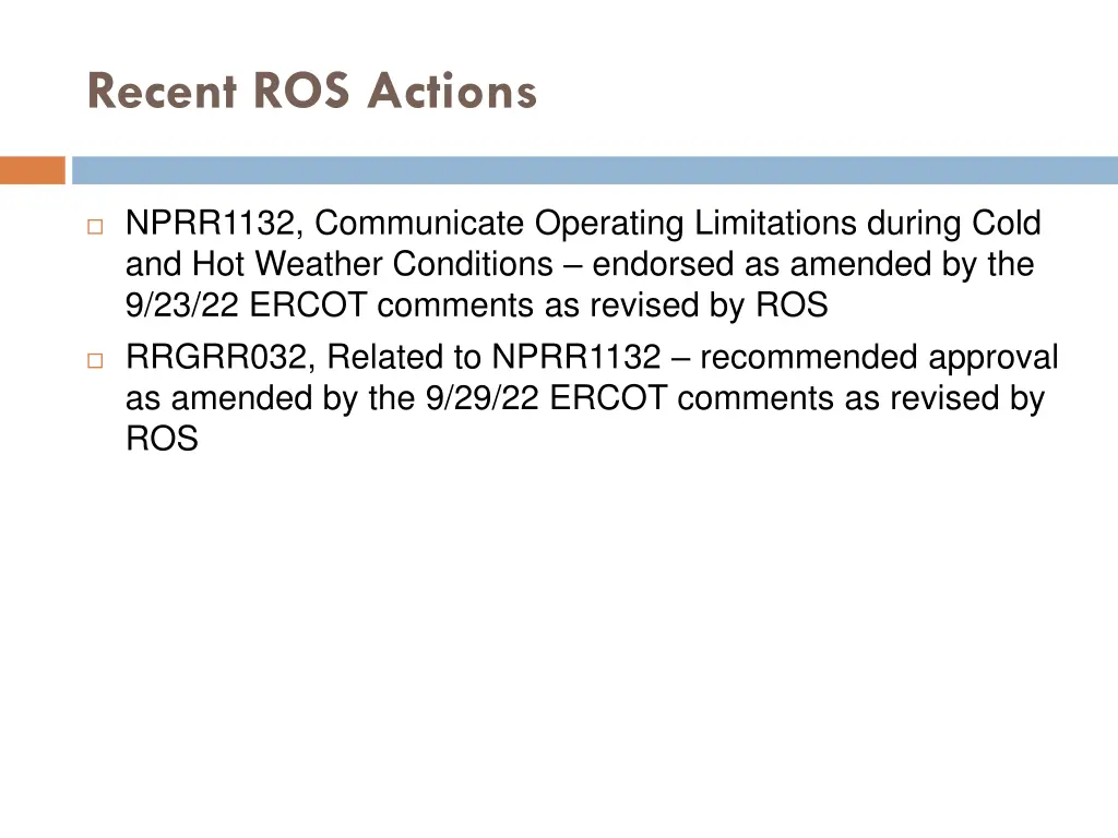 recent ros actions