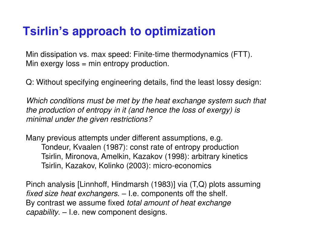 tsirlin s approach to optimization