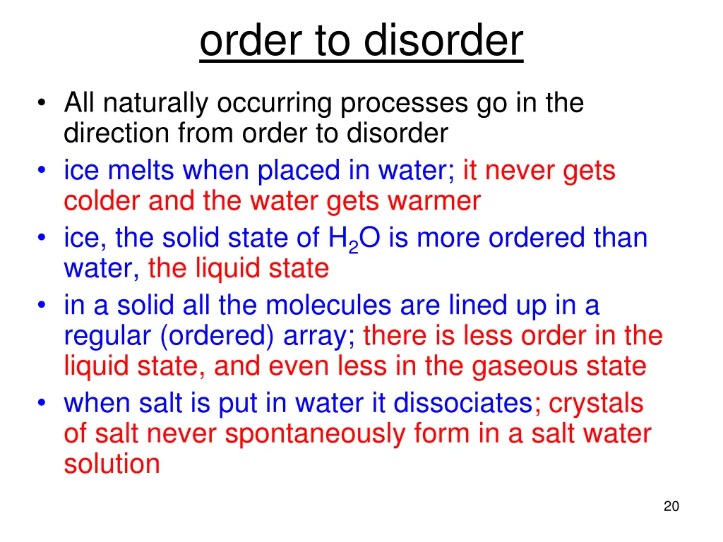 order to disorder