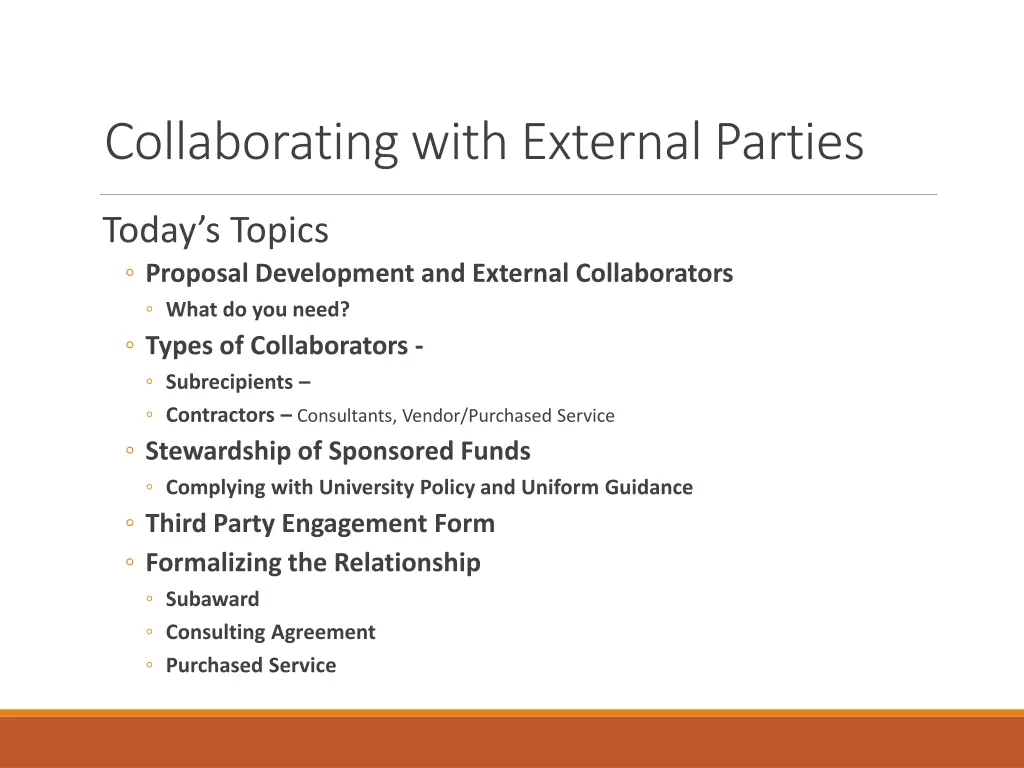 collaborating with external parties