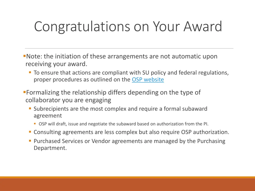 congratulations on your award