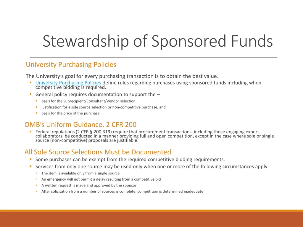 stewardship of sponsored funds