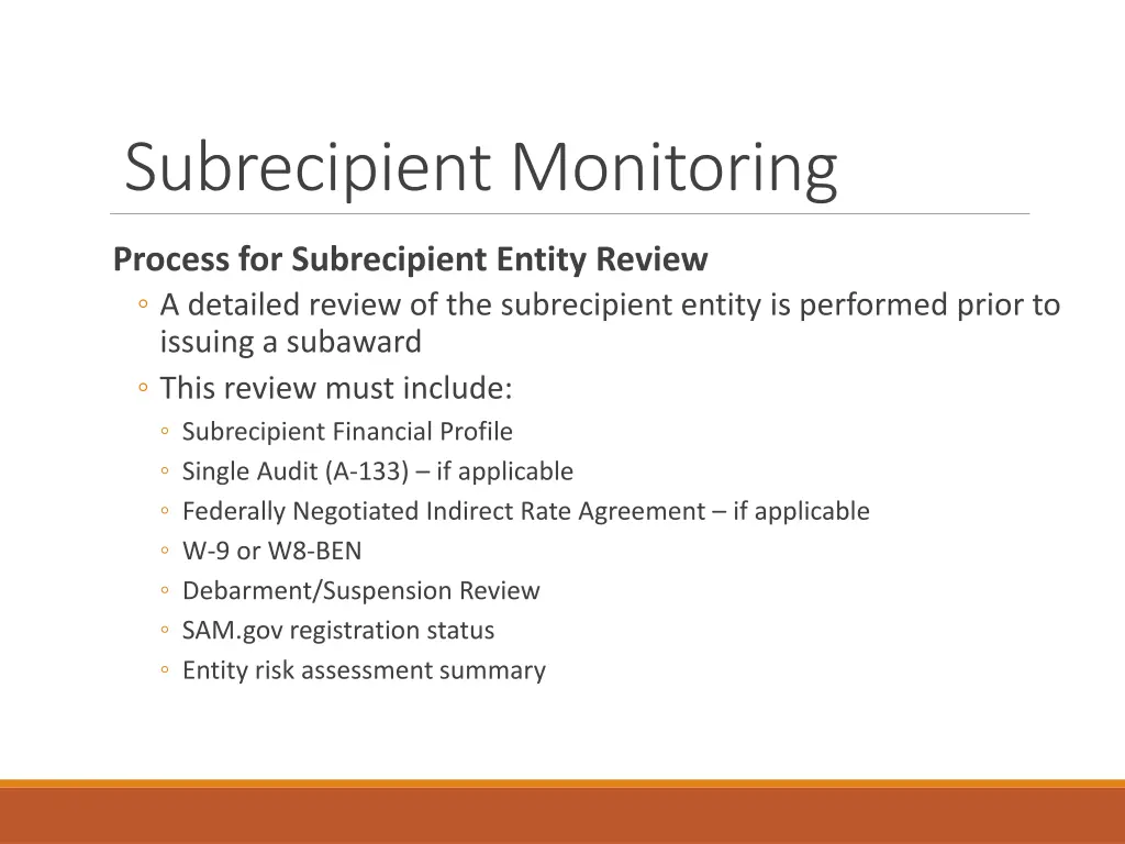 subrecipient monitoring