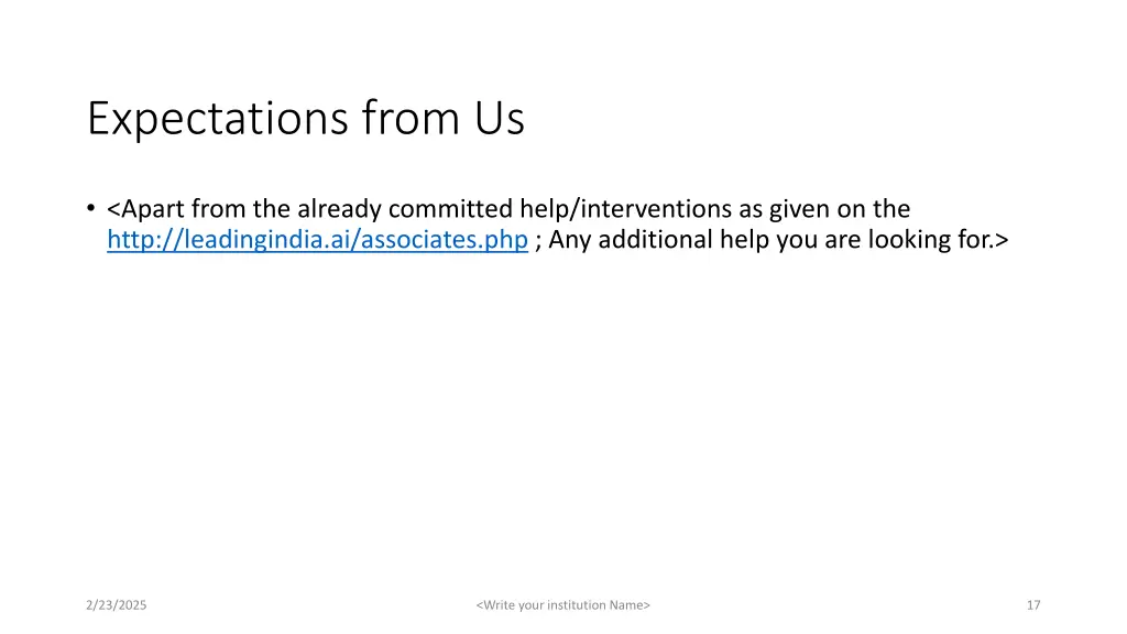 expectations from us