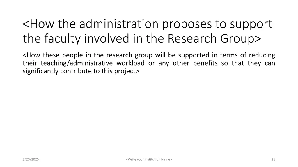 how the administration proposes to support