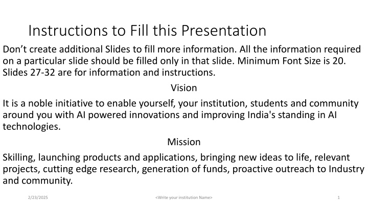 instructions to fill this presentation