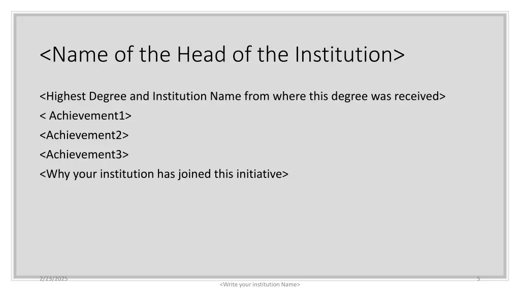 name of the head of the institution