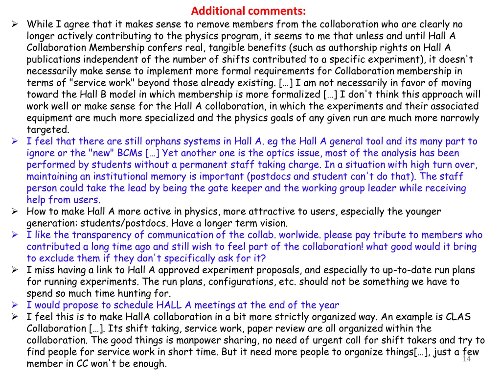 additional comments