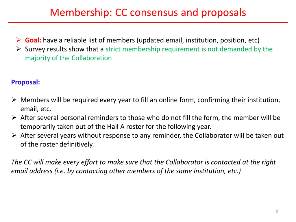 membership cc consensus and proposals