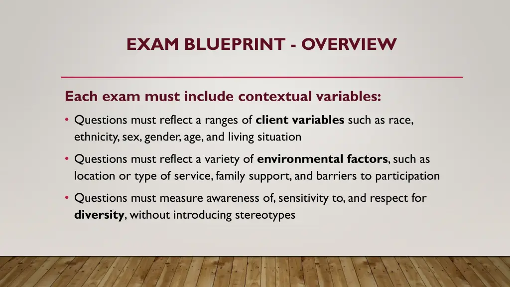exam blueprint overview 1